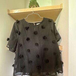 Black Swiss Dot Blouse